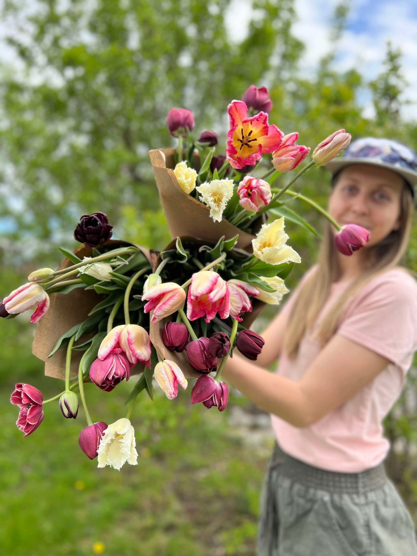 Bouquet de tulipes fraîches – Vert Sauge