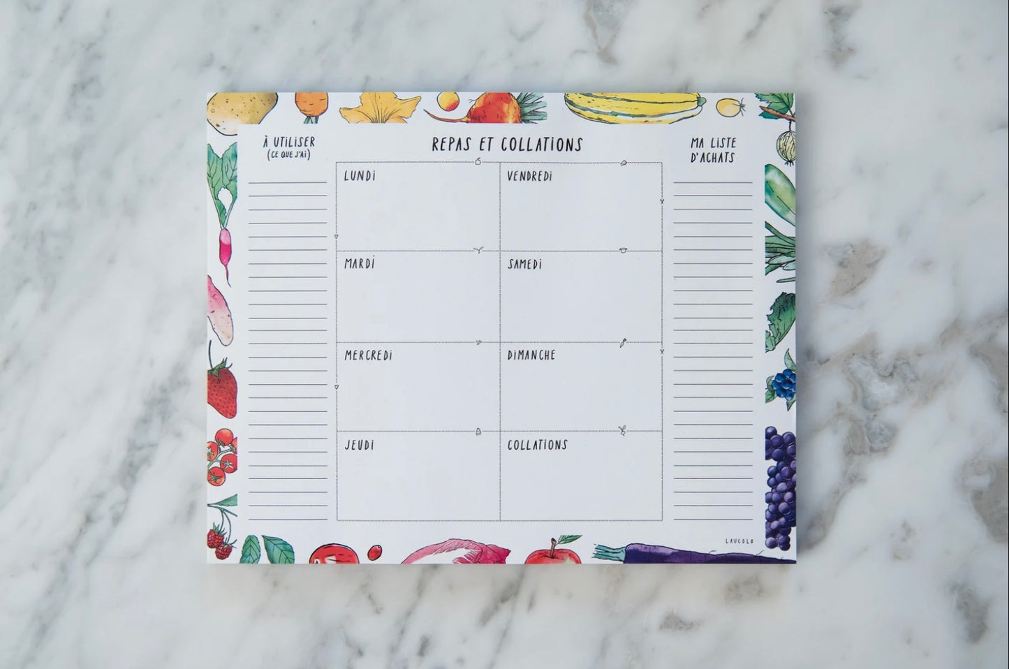 Meal and snack planner (grocery list) - 10X8 inches