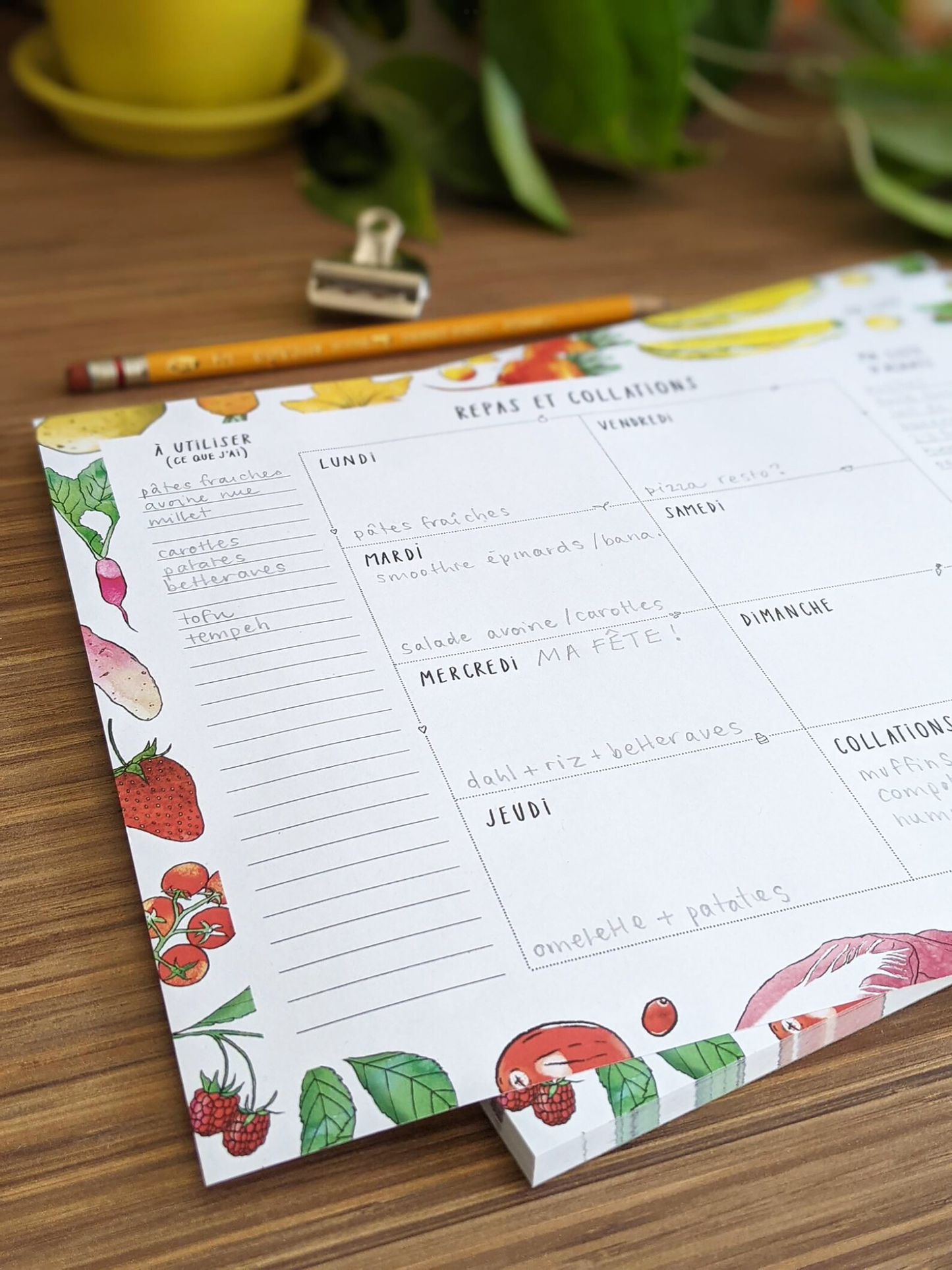 Meal and snack planner (grocery list) - 10X8 inches